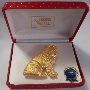 Amanda Smith Shar Pei Dog Pin Brooch in Box